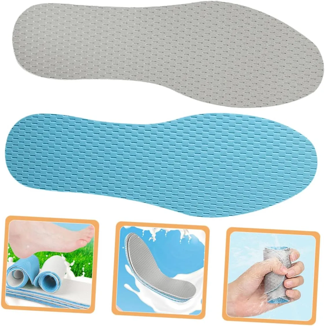 1 Pair Breathable Shoe Inserts for Men and Women Comfortable Sweat Absorbing Insoles Cuttable Shoe Pads for Daily Use Elastic Shock Absorbing Liners for Running and Walking