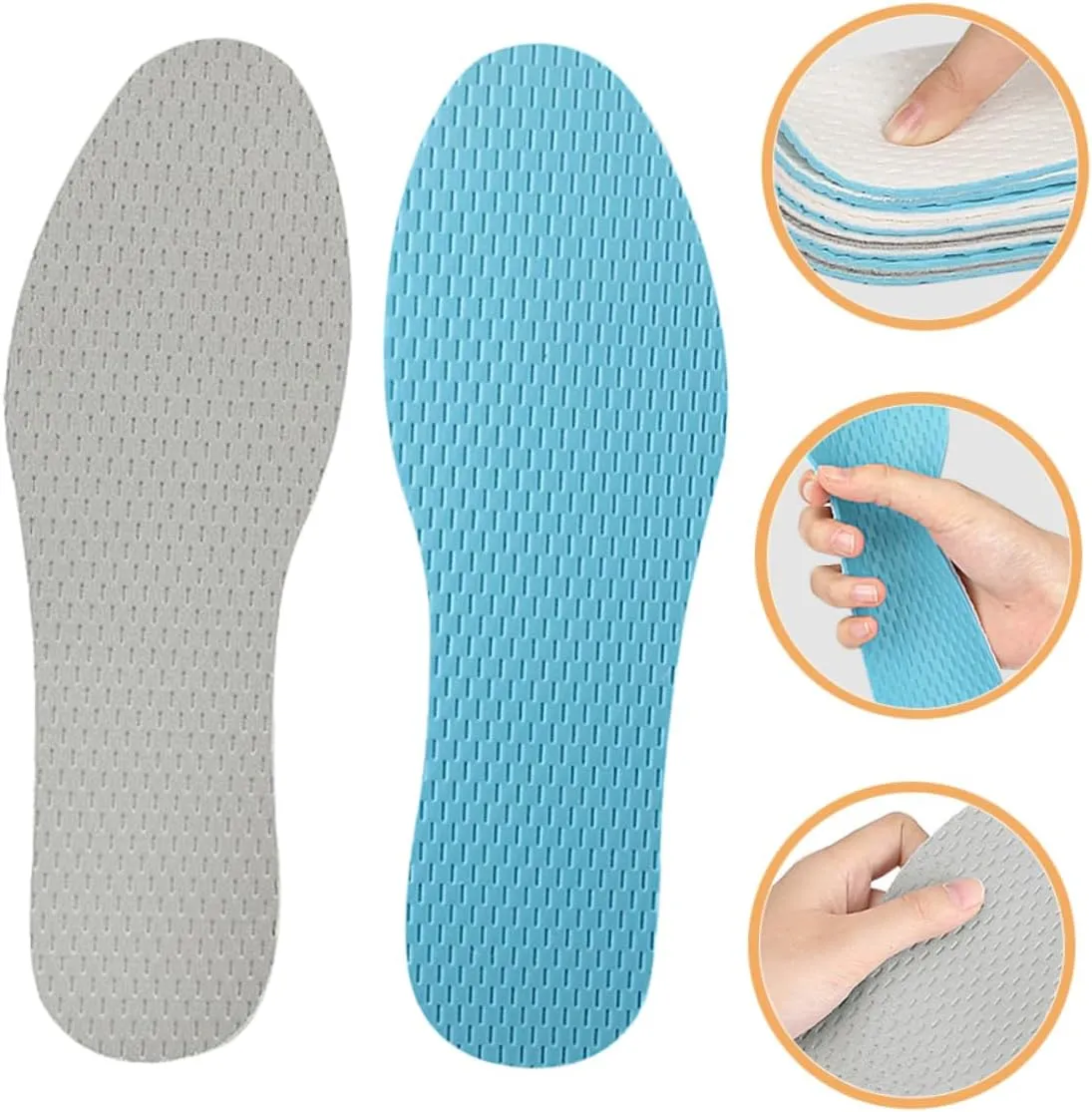 1 Pair Breathable Shoe Inserts for Men and Women Comfortable Sweat Absorbing Insoles Cuttable Shoe Pads for Daily Use Elastic Shock Absorbing Liners for Running and Walking