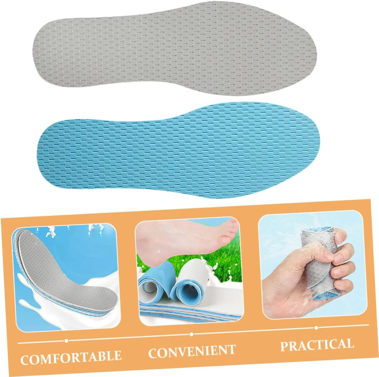 1 Pair Breathable Shoe Inserts for Men and Women Comfortable Sweat Absorbing Insoles Cuttable Shoe Pads for Daily Use Elastic Shock Absorbing Liners for Running and Walking