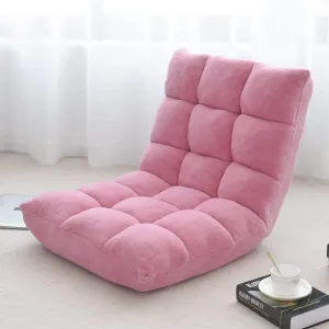 14-Position Floor Sofa, Folding Gaming Sofa Chair, Comfy Cushions & Study Steel Frame, Angle Adjustable Sleeper Bed, Couch Recliner (Pink)