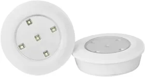 2 LED Puck Lights Battery Operated Stick Tap Lights for Cabinets Kitchens Easy Installation