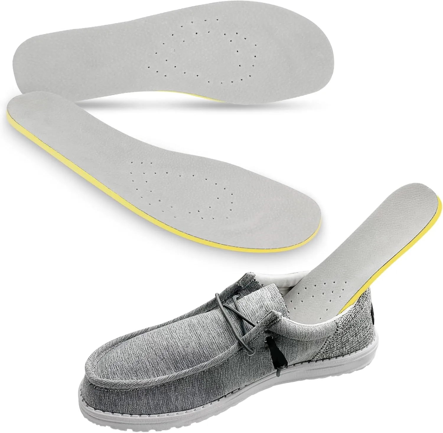 2 Pairs Shoes Insoles for Hey Dude Men's Wally Shoes, Classic Replacement Footwear Inserts for Comfortable Light-Weight and Cushion Shock Absorbing(M12)
