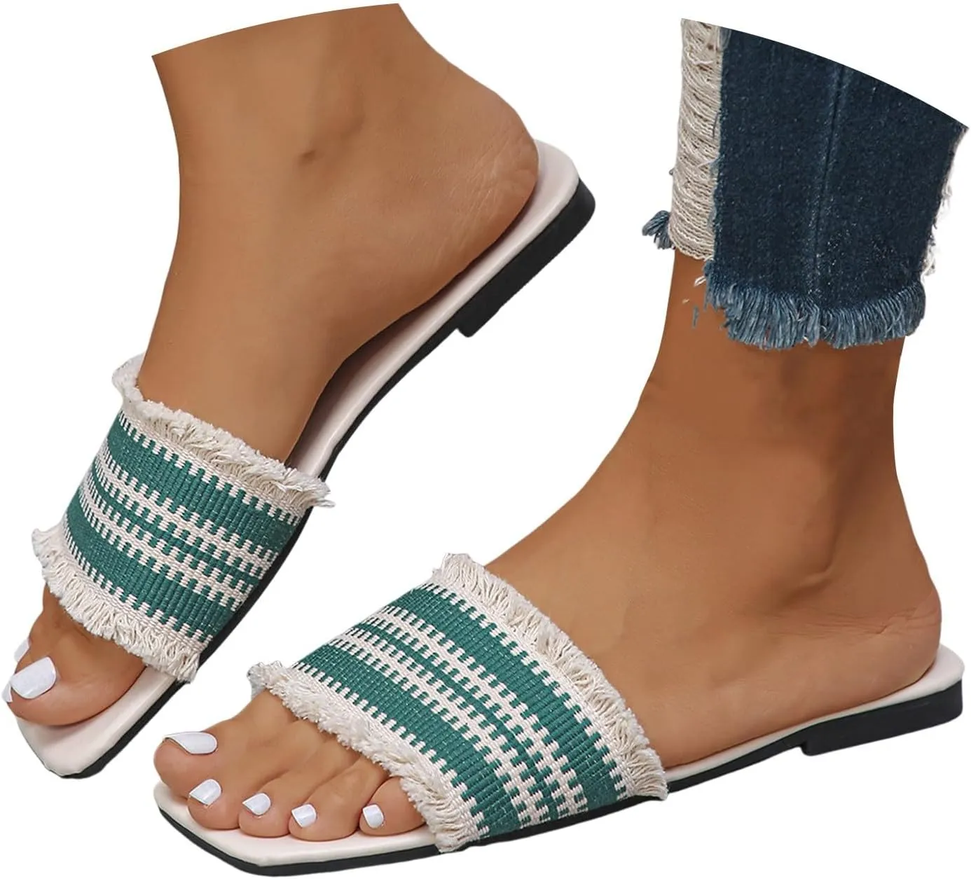 2025 Fashion Flat Womens Sandals Women's Summer Casual Fashion One Line Outdoor Slippers Beach Casual Slippers