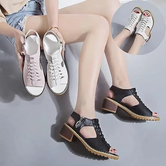 2025 Keilani Sandals-Keilan Women's Comfy Orthotic Sandals Peep Toe Cutout Zip Chunky Heeled Shoes Wedge Summer Shoes