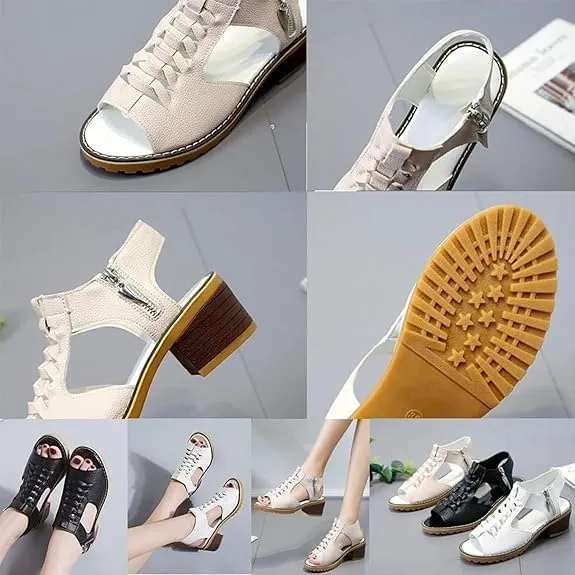 2025 Keilani Sandals-Keilan Women's Comfy Orthotic Sandals Peep Toe Cutout Zip Chunky Heeled Shoes Wedge Summer Shoes
