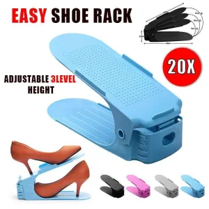 20X Shoe Rack Display Case Box Adjustable Slots Organizer Storage Holder