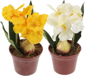 2Pcs Realistic Faux Flowers Indoor Plants for Home Decor Daffodil Decorations Sturdy and Lifelike