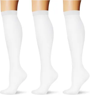 (3 pairs) Compression Socks 20-30 mmHg Long Knee High Socks for Women Men Support Athletic Travel Daily Wear