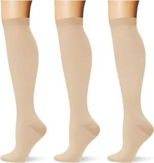 (3 pairs) Compression Socks 20-30 mmHg Long Knee High Socks for Women Men Support Athletic Travel Daily Wear