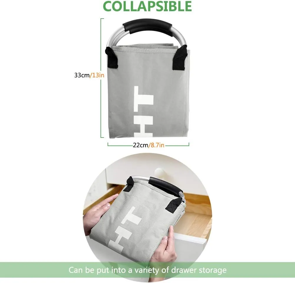 3 Sections Large Laundry Hamper, Laundry Bag Collapsible, Foldable Fabric Clothes Sorter Storage Bag with Carry Handles for Dirty Clothes for Home Bathroom Dormitory 85L 23.6x12.6in Grey