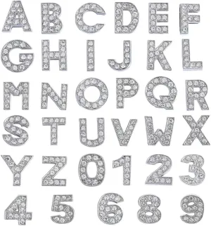 36 Pcs Bling Letter Charms for Clog Sandals Decoration - Fashion Crystal Diamond Charms for Women, Girl, Men, Boy - Party and Birthday Gifts