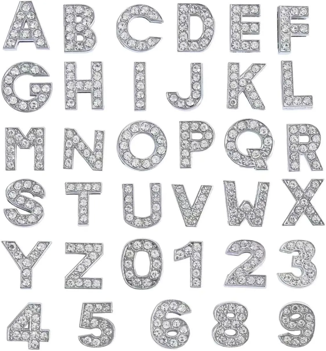 36 Pcs Bling Letter Charms for Clog Sandals Decoration - Fashion Crystal Diamond Charms for Women, Girl, Men, Boy - Party and Birthday Gifts
