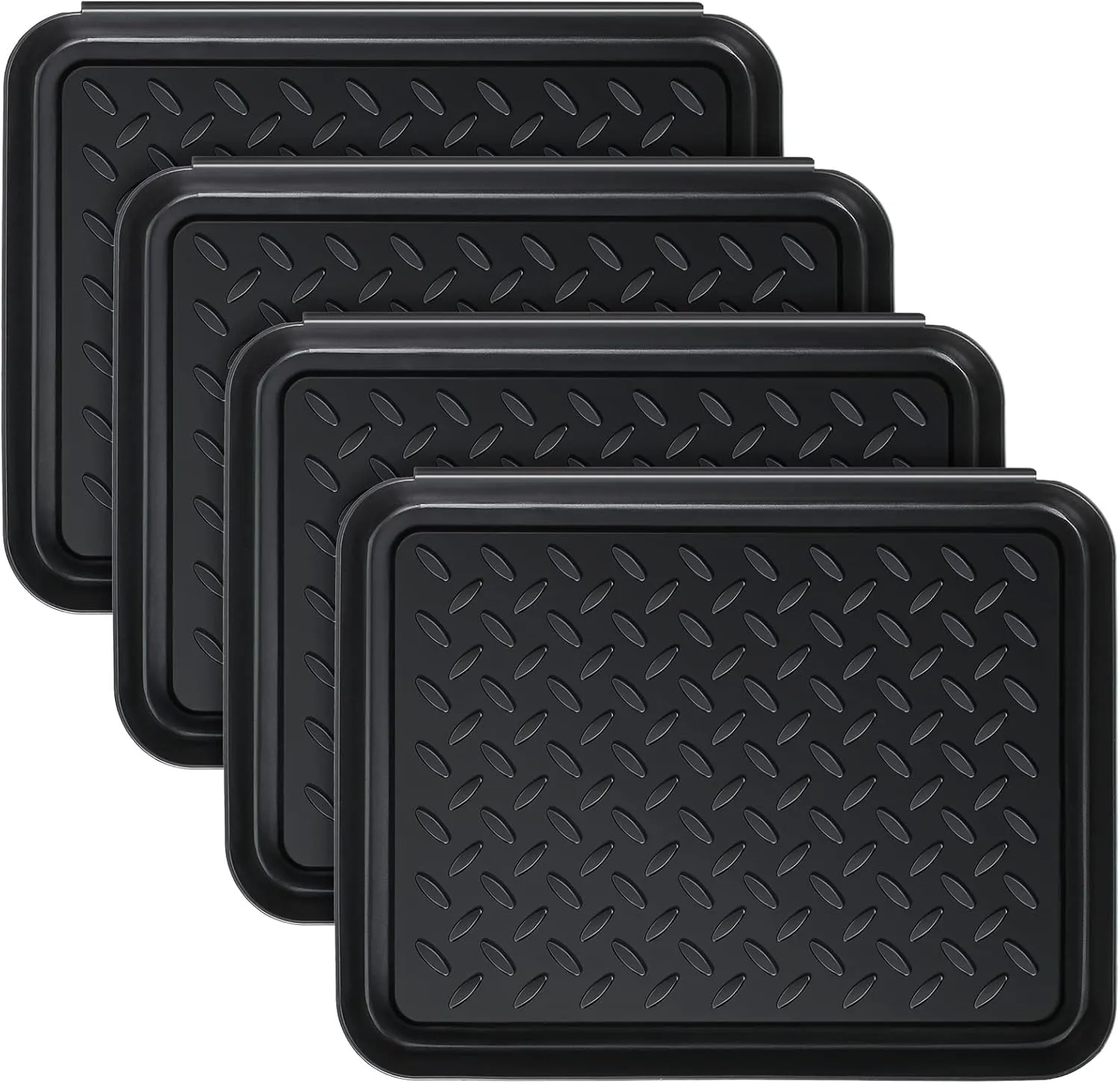 4 Pcs Boot Tray for Entryway Black Small Shoe Tray Waterproof Shoe Mat Front Door 13.78 x 10.83 x 1.18 Inch Boot Mat Multi Purpose Plastic Accessories Pet Entryway Indoor and Outdoor Use