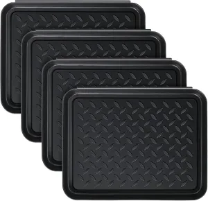 4 Pcs Boot Tray for Entryway Black Small Shoe Tray Waterproof Shoe Mat Front Door 13.78 x 10.83 x 1.18 Inch Boot Mat Multi Purpose Plastic Accessories Pet Entryway Indoor and Outdoor Use