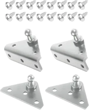 4PCS Mounting Bracket, 10MM Ball Stud, Car Accessories Gas Strut Brackets, 2 L-Type and 2 Flat-Type Mounts for Lift Supports Shocks Spring Prop (Silver)
