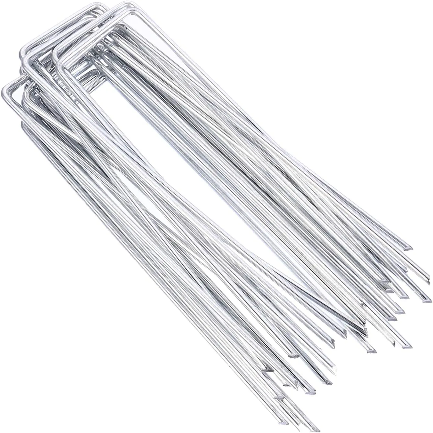 50pcs U-Shaped Ground Nails Galvanized Garden Stakes for Securing Tents Tarps Landscape Fabrics and Outdoor Fences and Easy to Install