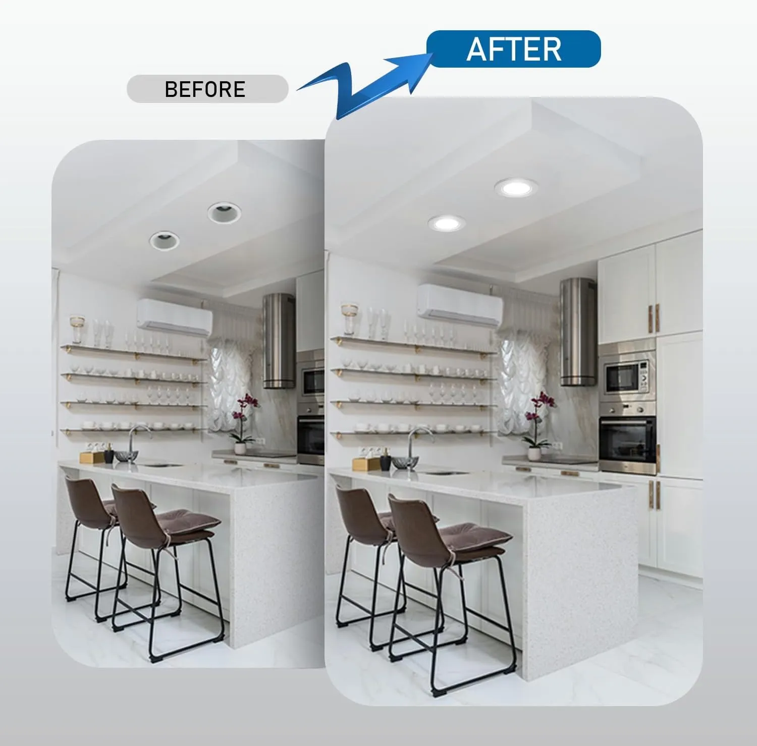 5/6 Inch 5CCT Retrofit LED Recessed Lighting 6 Pack, Adjustable 5CCT 2700K-5000K, LED Replacement Can Lights,Dimmable,12=60W, E26 Base, Flat Trim,Easy Retrofit Downlight Installation.