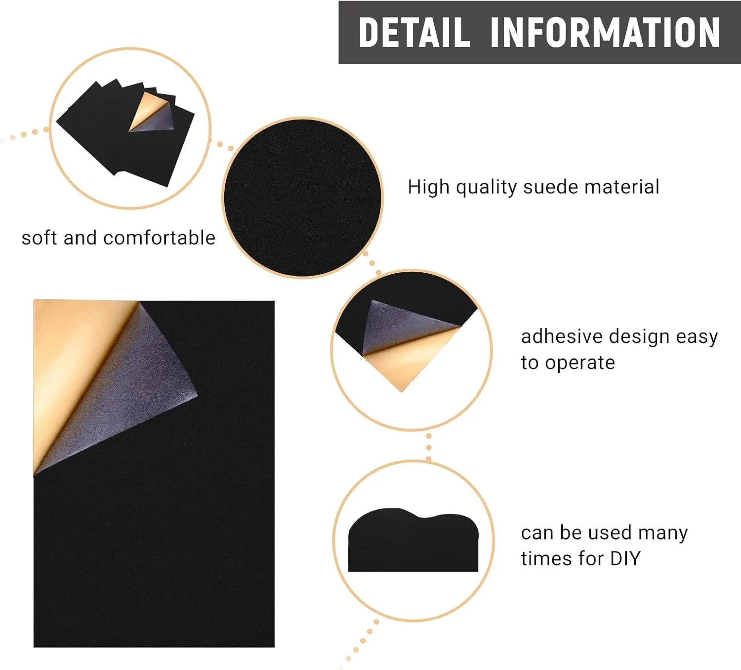 6 Pieces Stick-on Faux Suede Soles for Dance Shoes, Friction-reducing to Easy Rotation and Sliding on indoor Floors, Self Adhesive Replacement High-Heeled Shoe Slide Sole Sticker (Black)