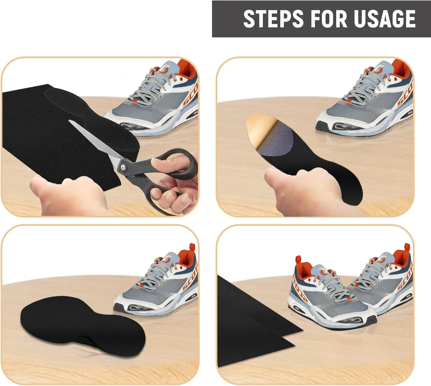 6 Pieces Stick-on Faux Suede Soles for Dance Shoes, Friction-reducing to Easy Rotation and Sliding on indoor Floors, Self Adhesive Replacement High-Heeled Shoe Slide Sole Sticker (Black)