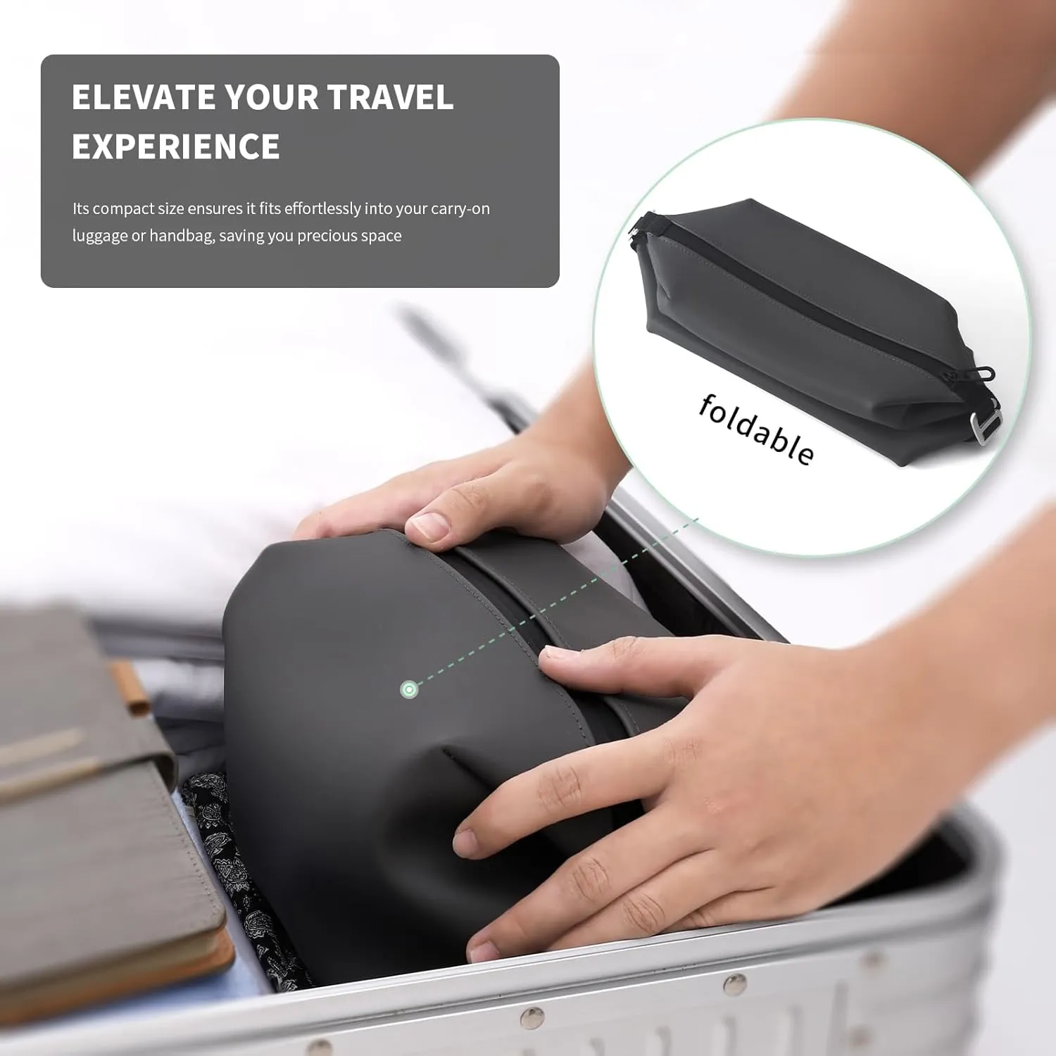 6.5" 3L Large Silicone Dopp Kit,Waterproof Leakproof Toiletry Bag,Foldable Travel Makeup Case for Mens Womens,Black