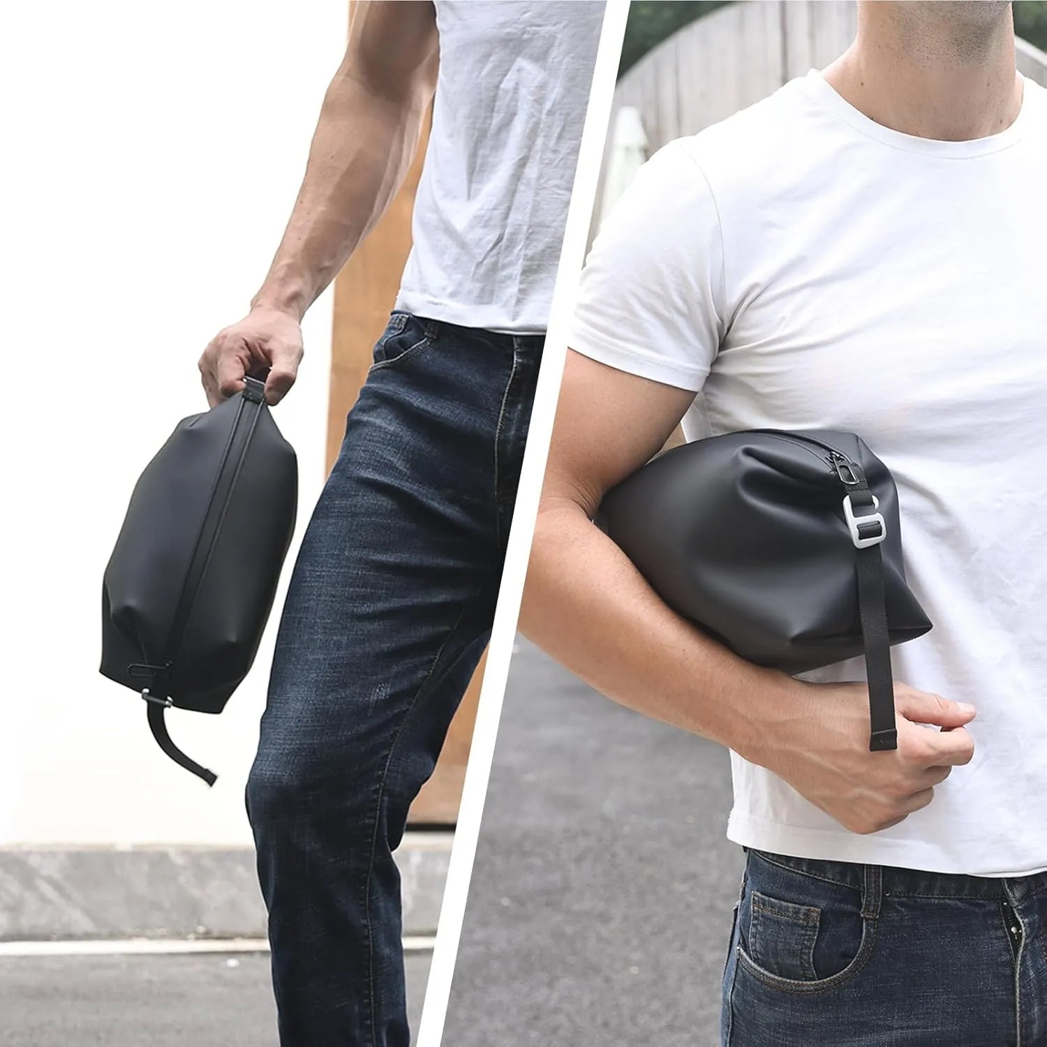 6.5" 3L Large Silicone Dopp Kit,Waterproof Leakproof Toiletry Bag,Foldable Travel Makeup Case for Mens Womens,Black