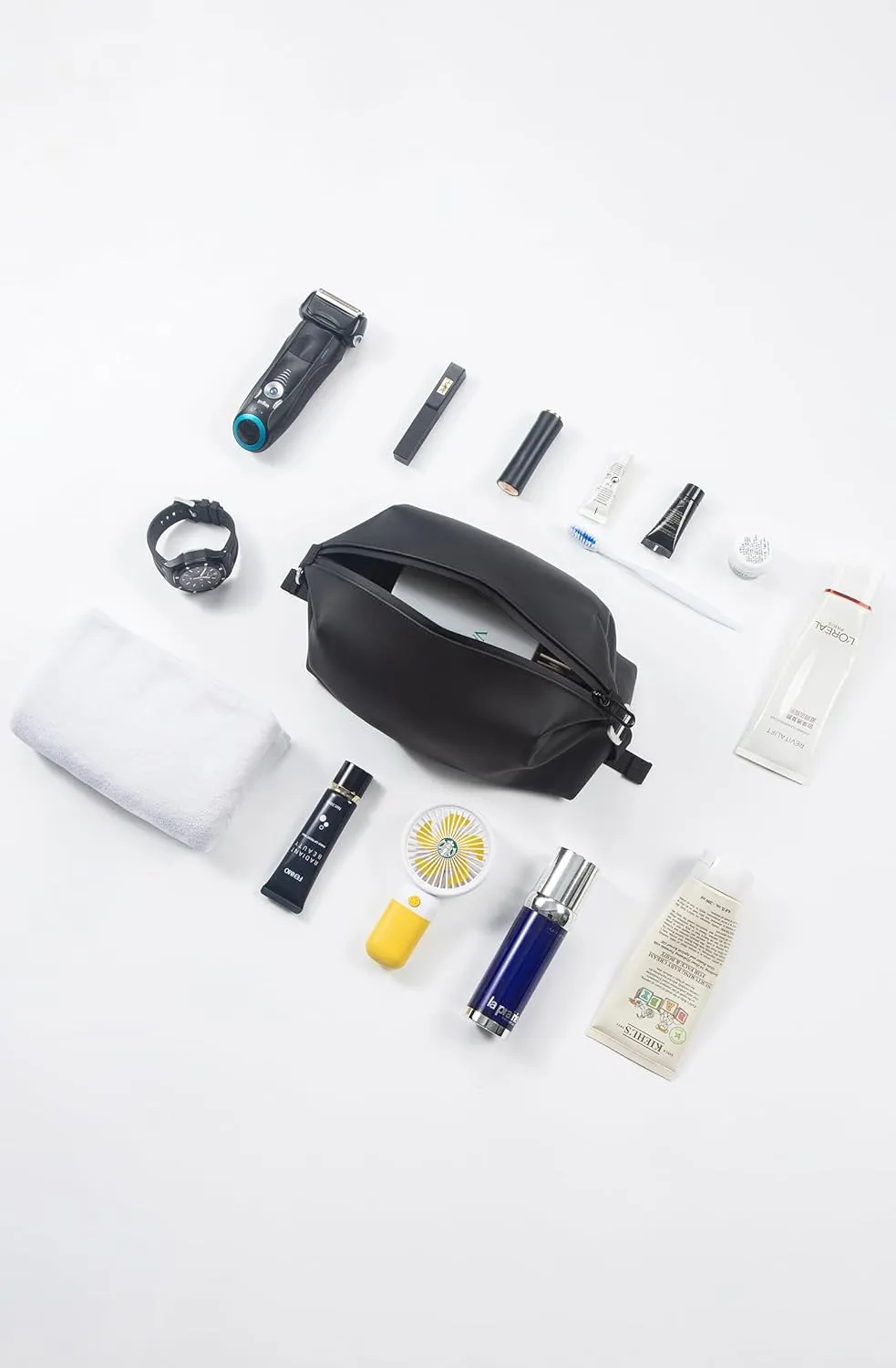 6.5" 3L Large Silicone Dopp Kit,Waterproof Leakproof Toiletry Bag,Foldable Travel Makeup Case for Mens Womens,Black