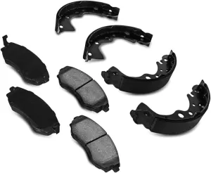 8Pcs Front Rear Brake Pads and Shoes Set Automotive Replacement for Ford LTD Crown Victoria 5.8L 1990 1991, for Mercury Grand Marquis 4.2L 1981 1982, for Lincoln Mark VI 5.0L 1981 1982 1983