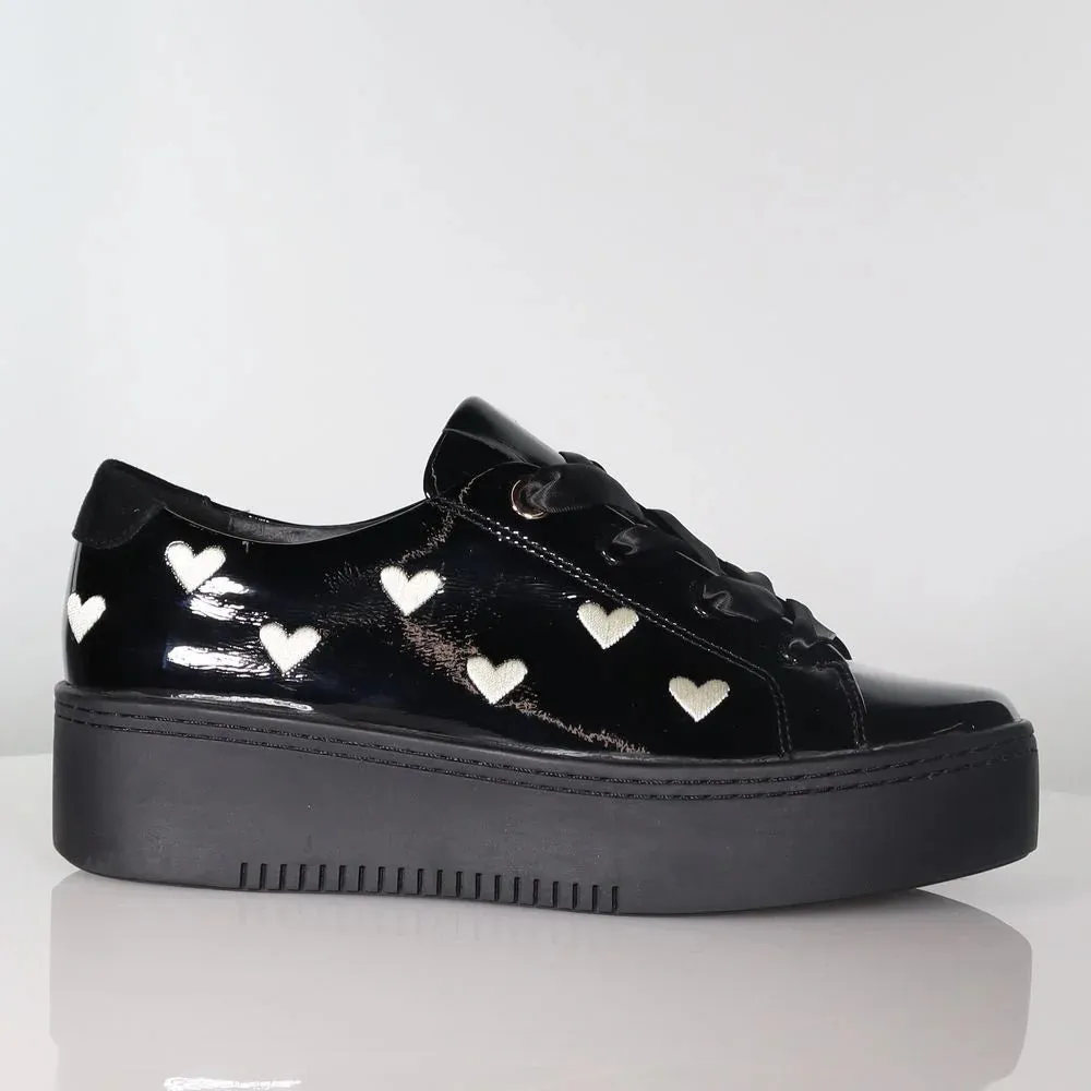 Ace of Hearts - Black Patent Ivory
