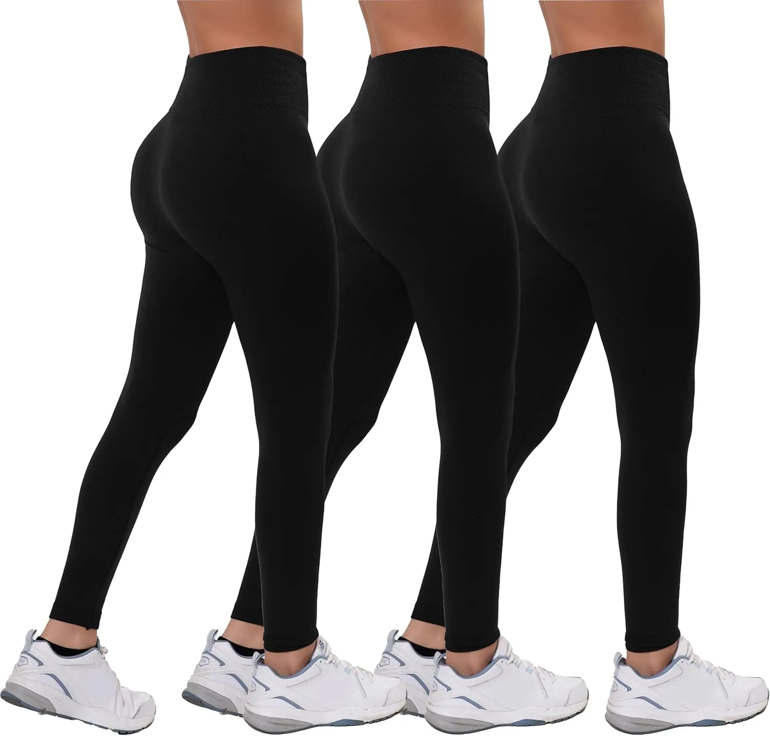 Active Club 3 or 6-Pack Fleece Lined Leggings for Women, High-Waisted Women’s Leggings with Wide Waistband and Fleece Lining
