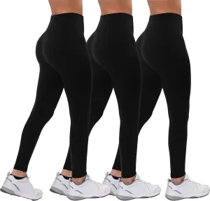 Active Club 3 or 6-Pack Fleece Lined Leggings for Women, High-Waisted Women’s Leggings with Wide Waistband and Fleece Lining
