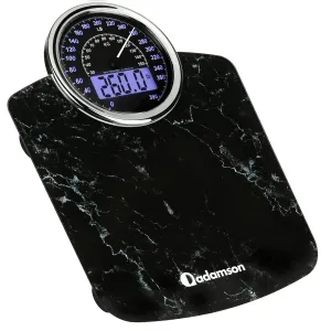 Adamson Hybrid 2-in-1 Analog & Digital Weighing Scale for Body Weight up to 400lbs   Thick Tempered Glass   Extra Large Display   Easy to Read Digital Bathroom Scale   New - Marble Black