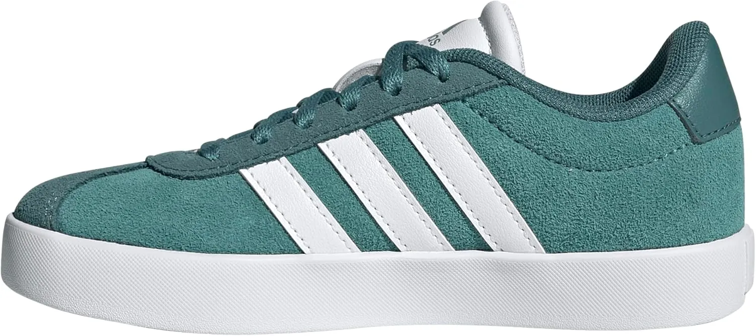 adidas VL Court 3.0 Sneaker, Powder Teal/White/Preloved Teal, 4 US Unisex Big Kid