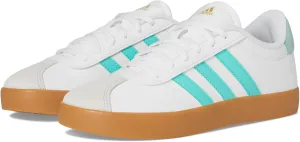 adidas VL Court 3.0 Sneaker, White/Flash Aqua/Alumina, 4 US Unisex Big Kid