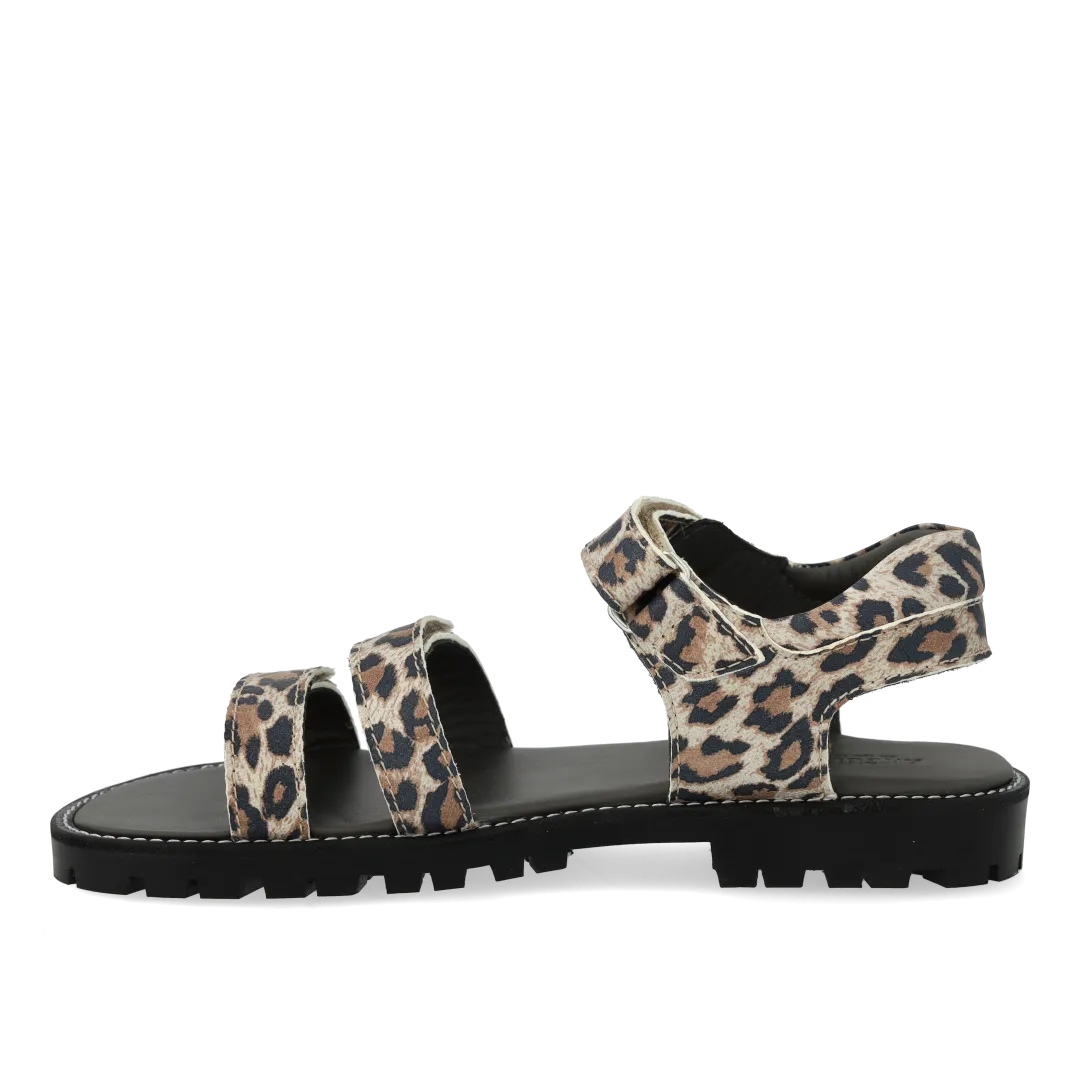 Adjustable leather sandal with velcro
