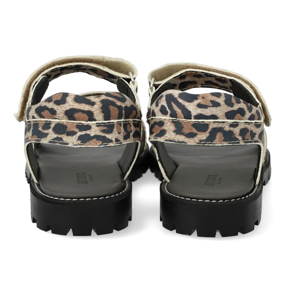 Adjustable leather sandal with velcro