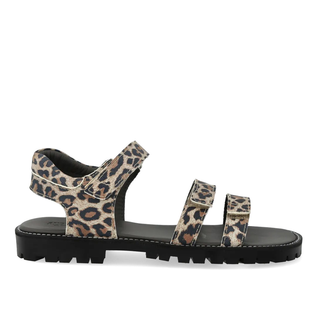 Adjustable leather sandal with velcro