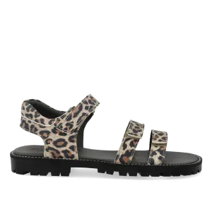 Adjustable leather sandal with velcro