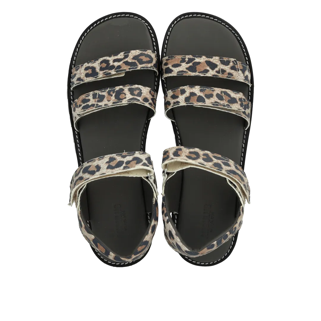 Adjustable leather sandal with velcro