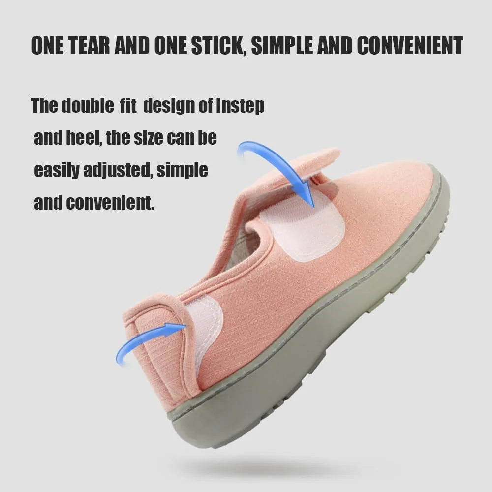 Adjustable Slippers, Shoes for Swollen Feet, Diabetic Edema Velcro Shoes, Suitable for Plantar Fasciitis, Bunions, Arthritis