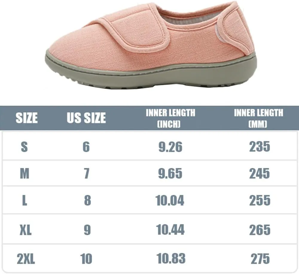 Adjustable Slippers, Shoes for Swollen Feet, Diabetic Edema Velcro Shoes, Suitable for Plantar Fasciitis, Bunions, Arthritis