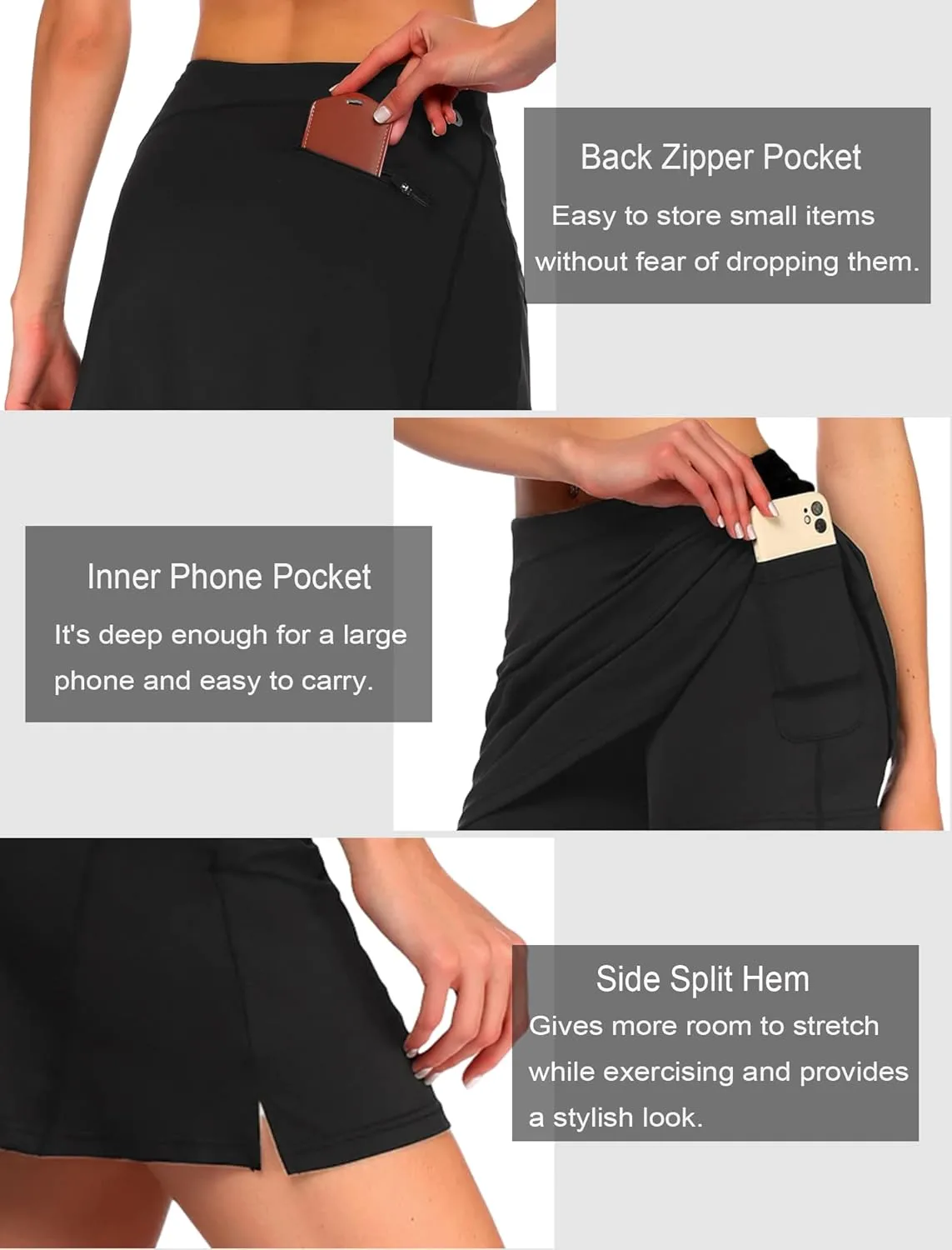 ADOME Women's Athletic Skort Golf Skirt with Pockets Shorts Active Tennis Running Workout Sports___
