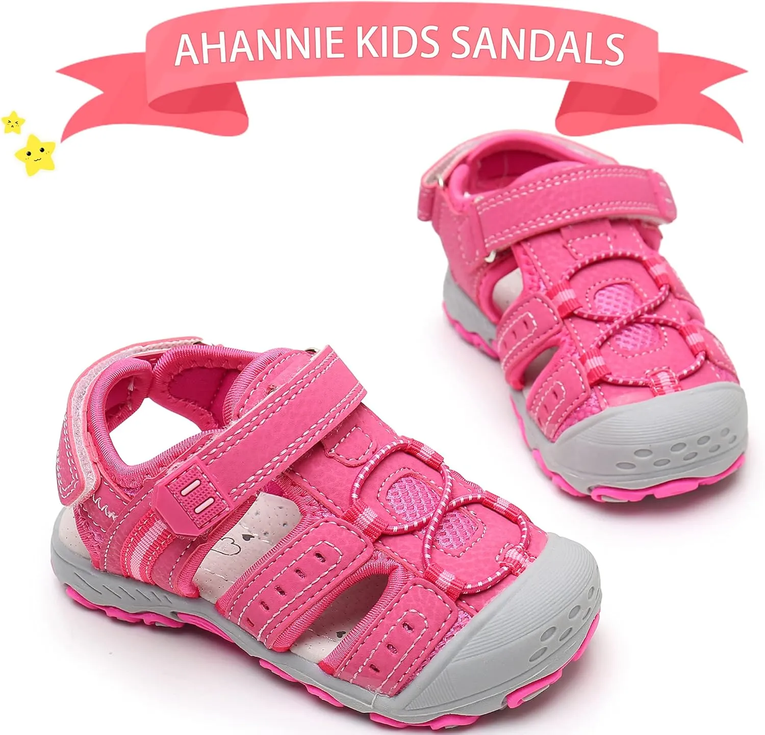 Ahannie Boys Girls Outdoor Sport Sandals,Kids Closed Toe Beach Sandals, Toddler Summer Shoes