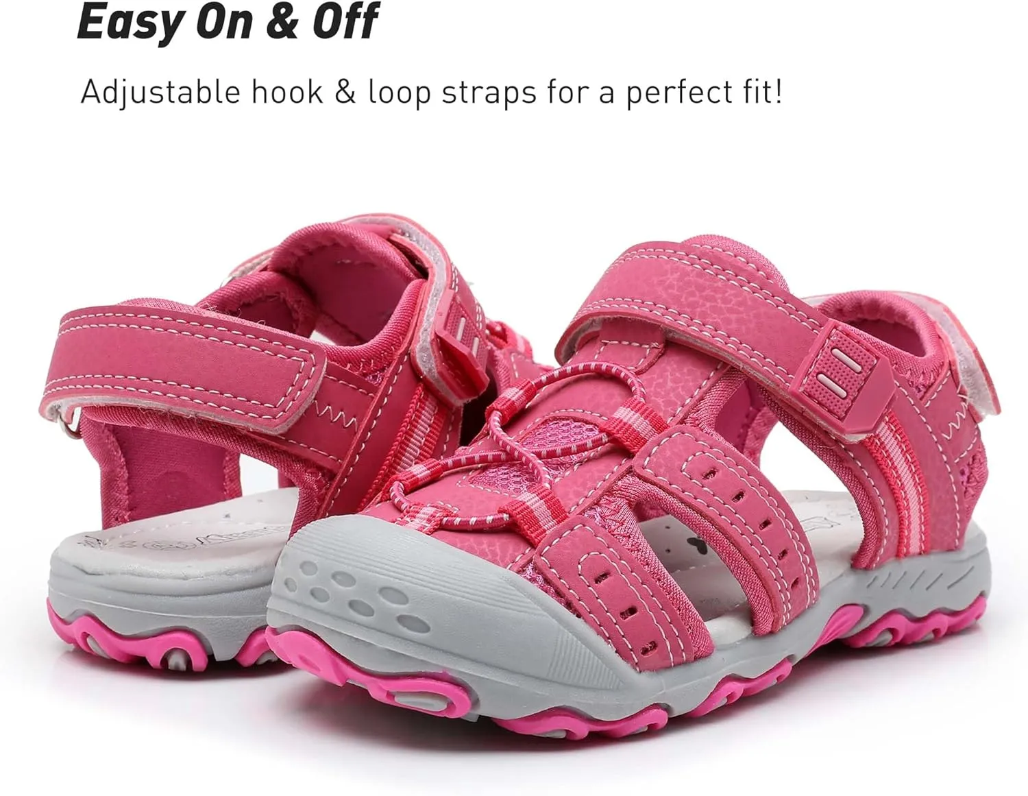 Ahannie Boys Girls Outdoor Sport Sandals,Kids Closed Toe Beach Sandals, Toddler Summer Shoes