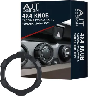 AJT DESIGN 4x4 Knob Compatible with Toyota Tacoma (2016-2023) & Tundra (2014-2021) | Chrome Delete 4WD Switch Replacement | Impact-Resistant ABS Plastic | Easy Installation | Made in USA (Black)