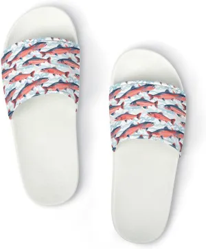 Alaska Wild Salmon Fish Women's House Sandals Non Slide Bathroom Beach Slippers for Men