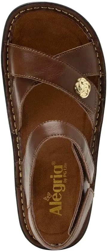 Alegria Women Kelsi Cross Strap Adjustable Leather Sandal