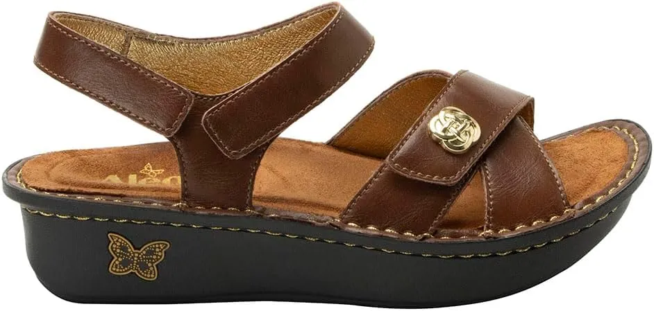 Alegria Women Kelsi Cross Strap Adjustable Leather Sandal