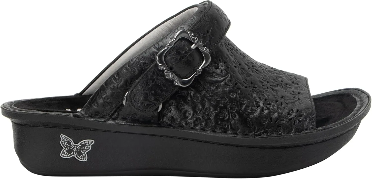Alegria Womens Klover - Leather Adjustable Slide - Timeless Comfort, Arch Support and Stylish Women's Shoe for Easy Step In - Slip-Resistant - Nursing and Healthcare Professionals
