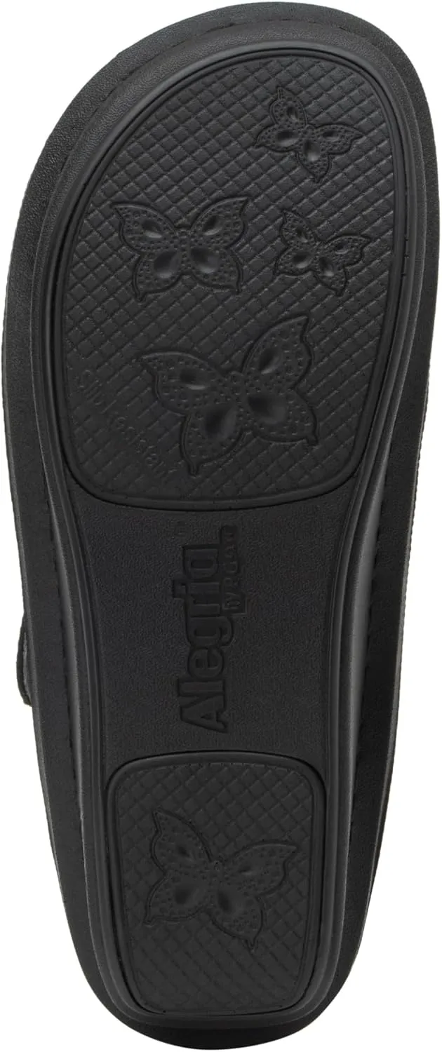 Alegria Womens Klover - Leather Adjustable Slide - Timeless Comfort, Arch Support and Stylish Women's Shoe for Easy Step In - Slip-Resistant - Nursing and Healthcare Professionals