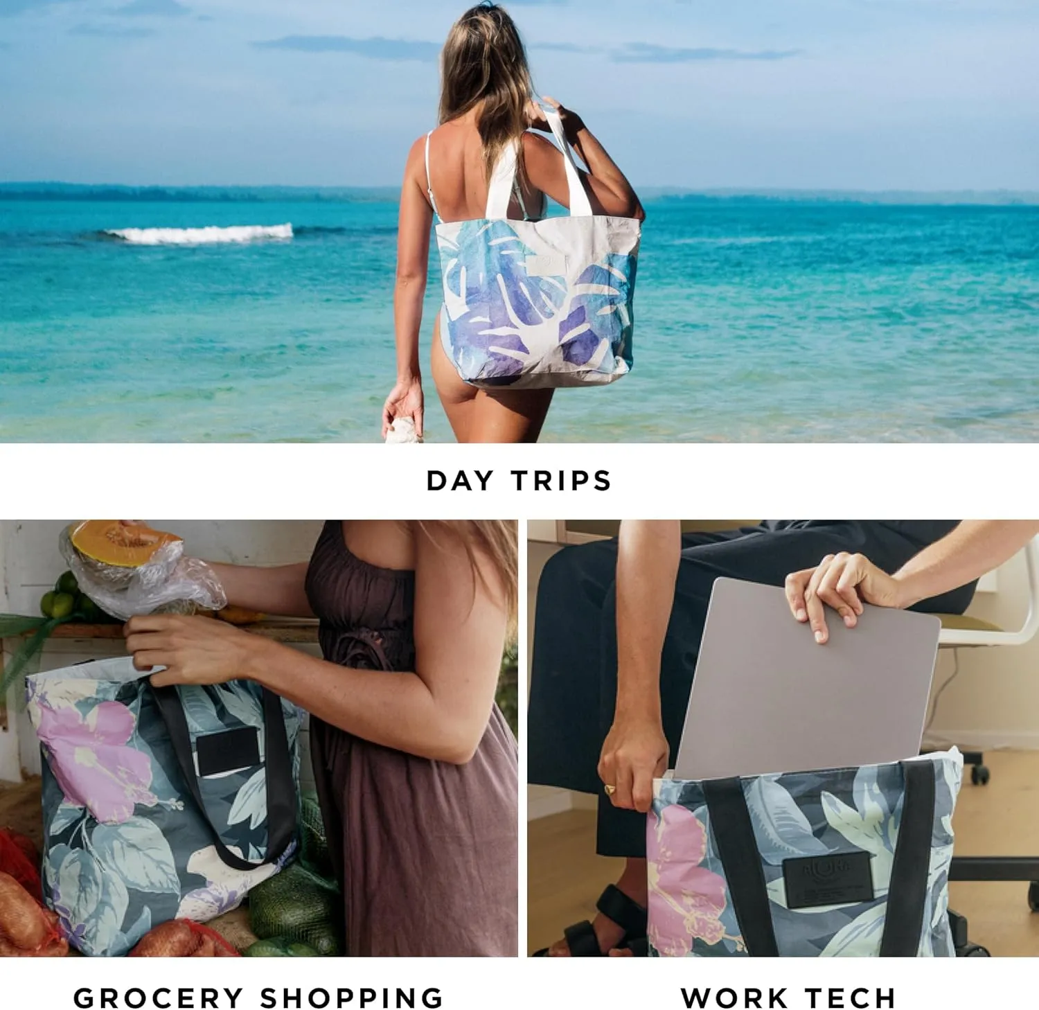 ALOHA Collection Tote | Lightweight, Packable, and Splash-Proof Beach Tote Bag | Easy to Clean